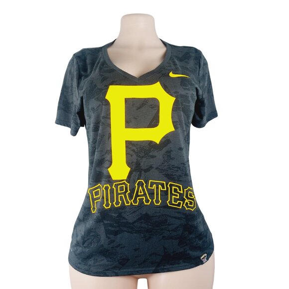 Nike Women's Black Grey Dri-FIT Pittsburgh Pirates Short Sleeve T-Shirt Size M - Picture 1 of 11